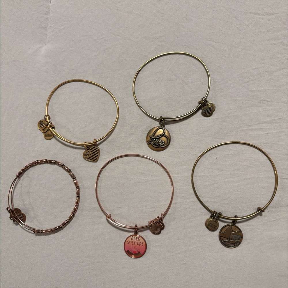 Alex and Ani Gold and Rose Charm Bracelets